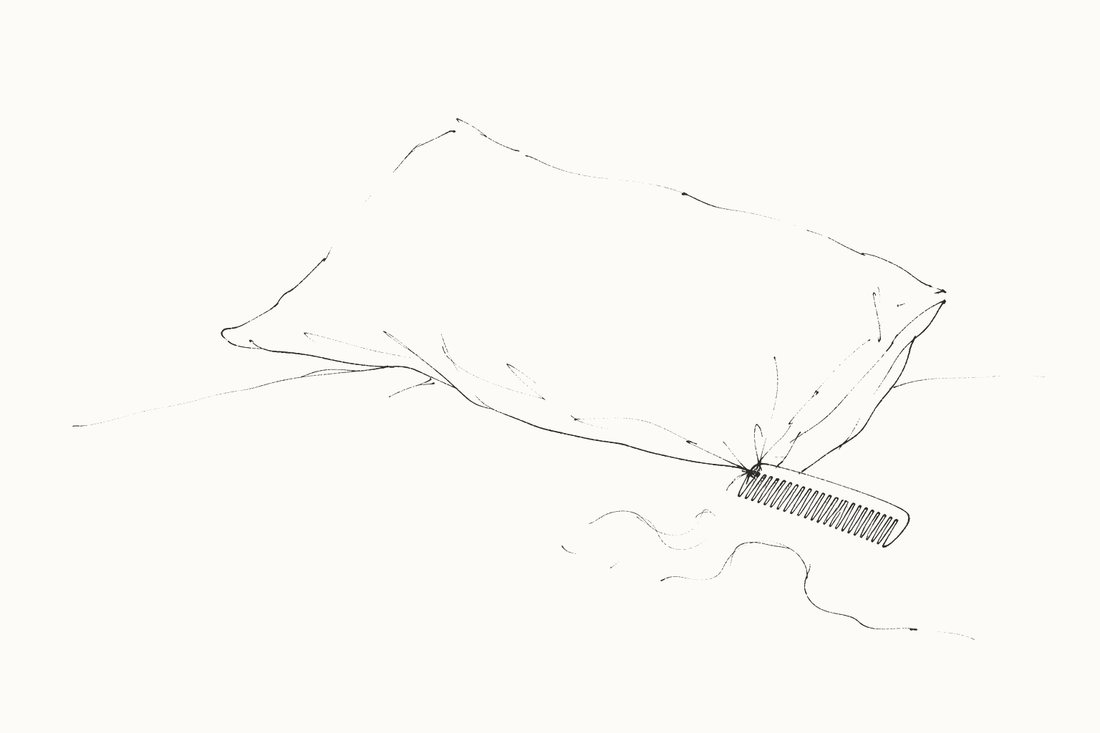Silk Pillowcase Benefits for Hair and Skin: What Is Real? — hand-drawn illustration by Darette