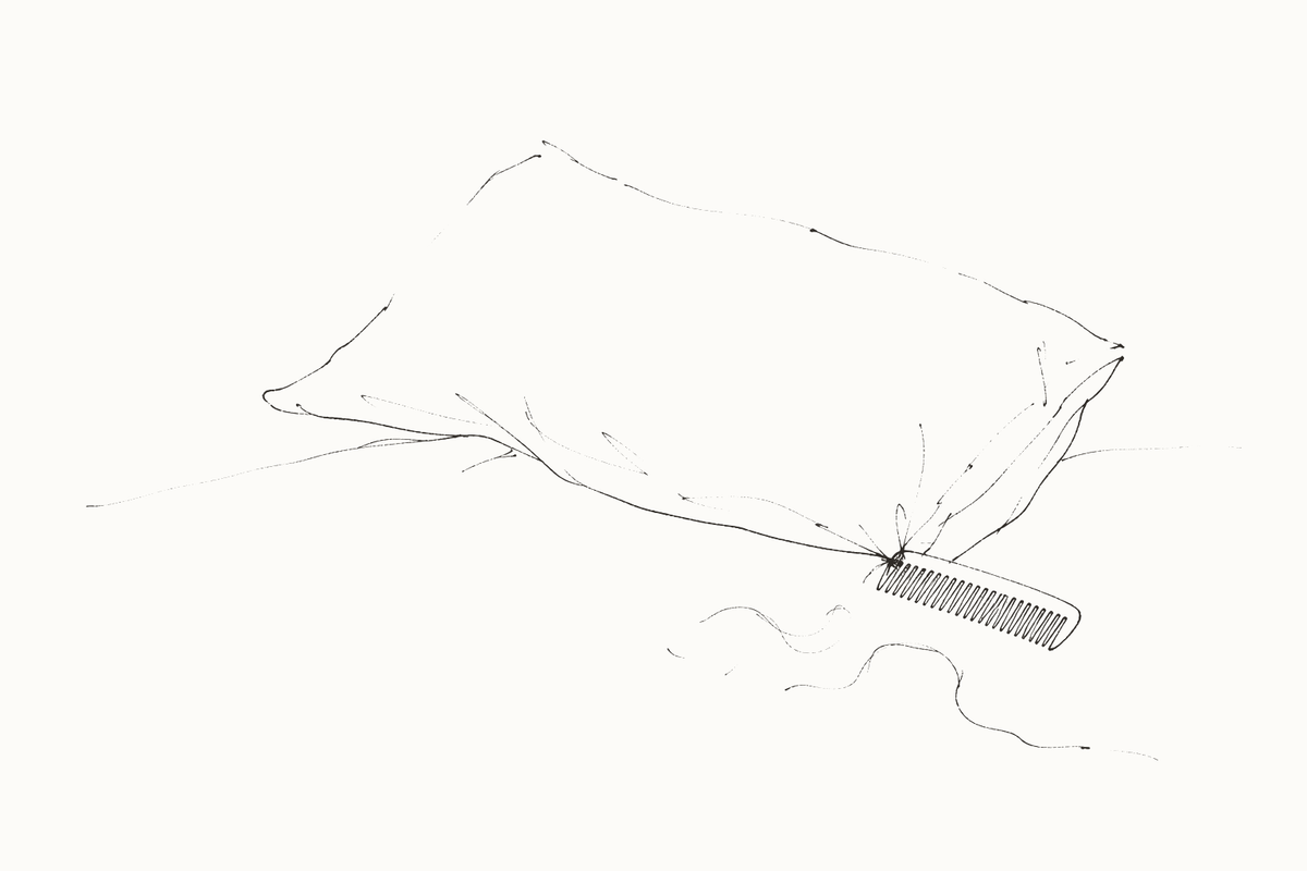 Silk Pillowcase Benefits for Hair and Skin: What Is Real? — hand-drawn illustration by Darette