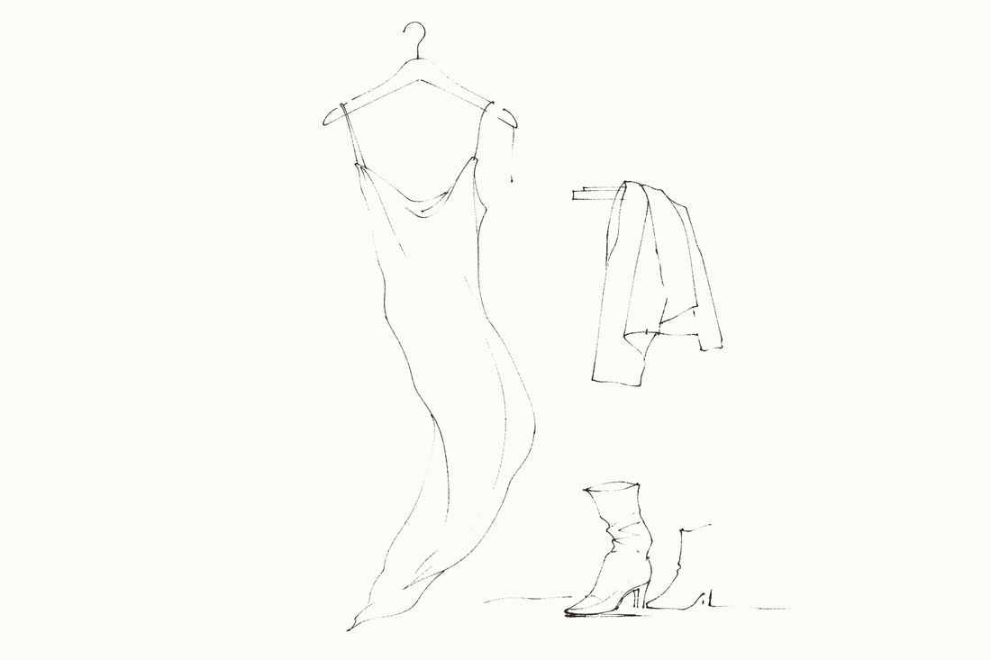 How to Style a Slip Dress In and Out of the House — hand-drawn illustration by Darette