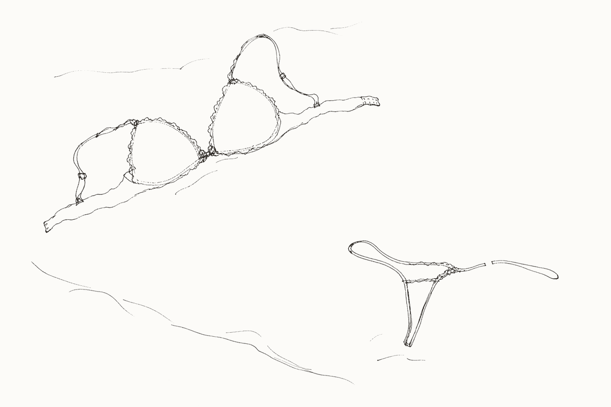 How to Style a Matching Bra-and-Thong Set — hand-drawn illustration by Darette