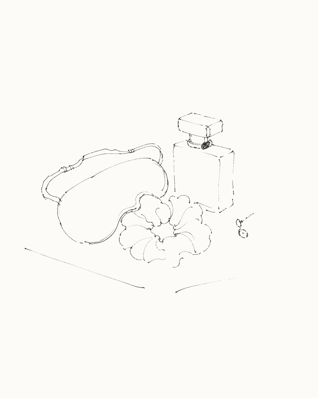 Darette accessories — hand-drawn line illustration