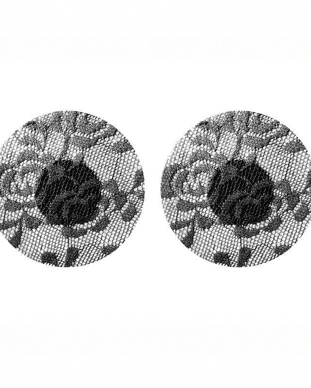 Darette Open Back Lace Covers in Noir - front view on a soft studio backdrop