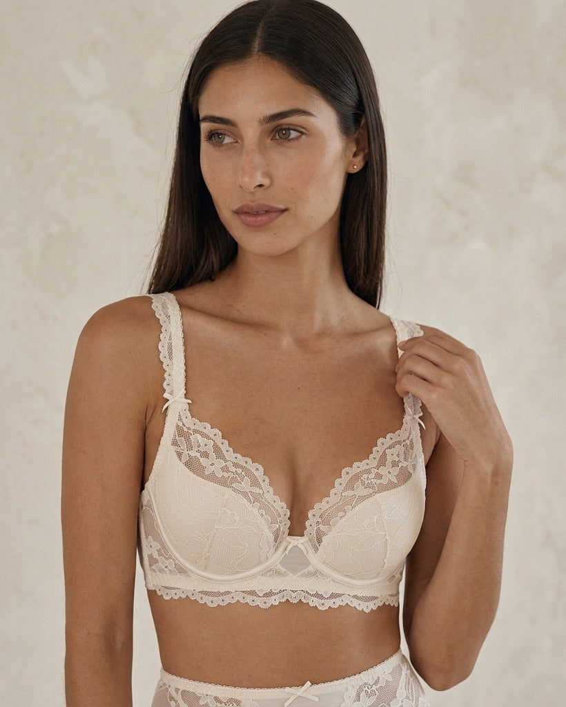 Another view of the Low Key Lace Set in Ivory