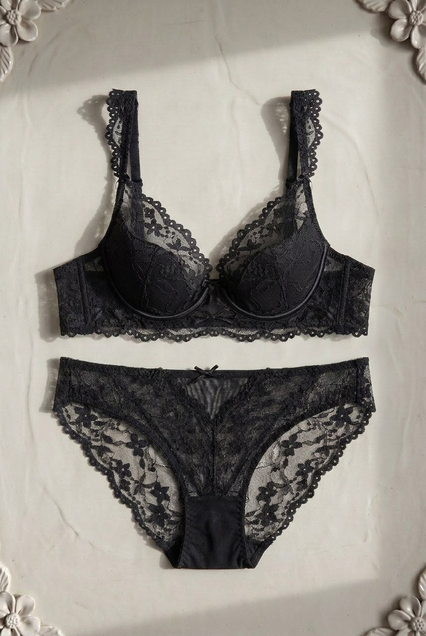 Margot Lace Set — Noir colourway