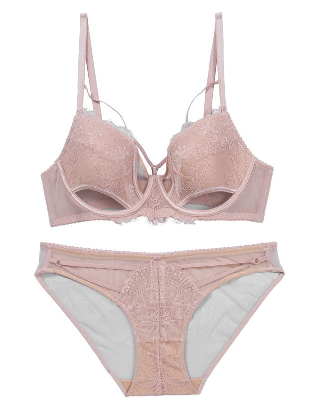 Darette Quiet Yes Lace Set in Blush - front view on a soft studio backdrop