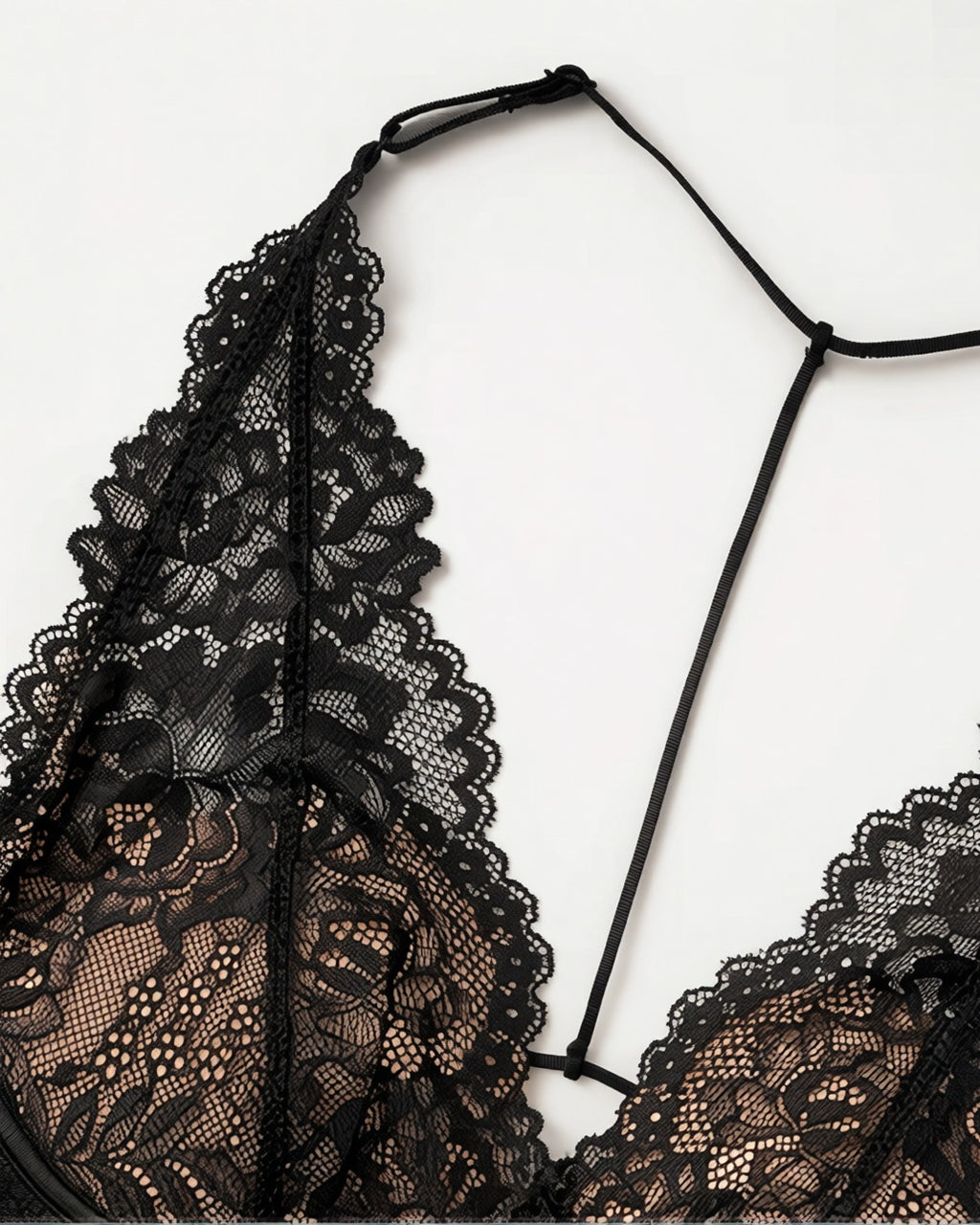 Close-up of the fabric and trim on the Darette Open Secret Halter Set