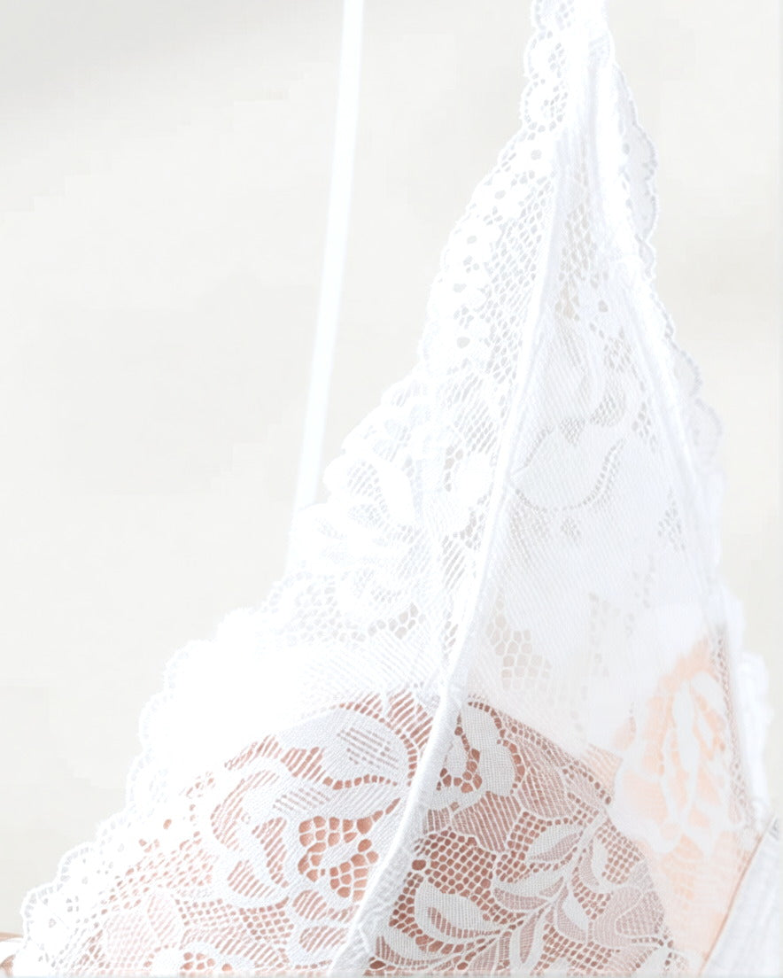 Detail shot of the Open Secret Halter Set, showing the trim and stitching