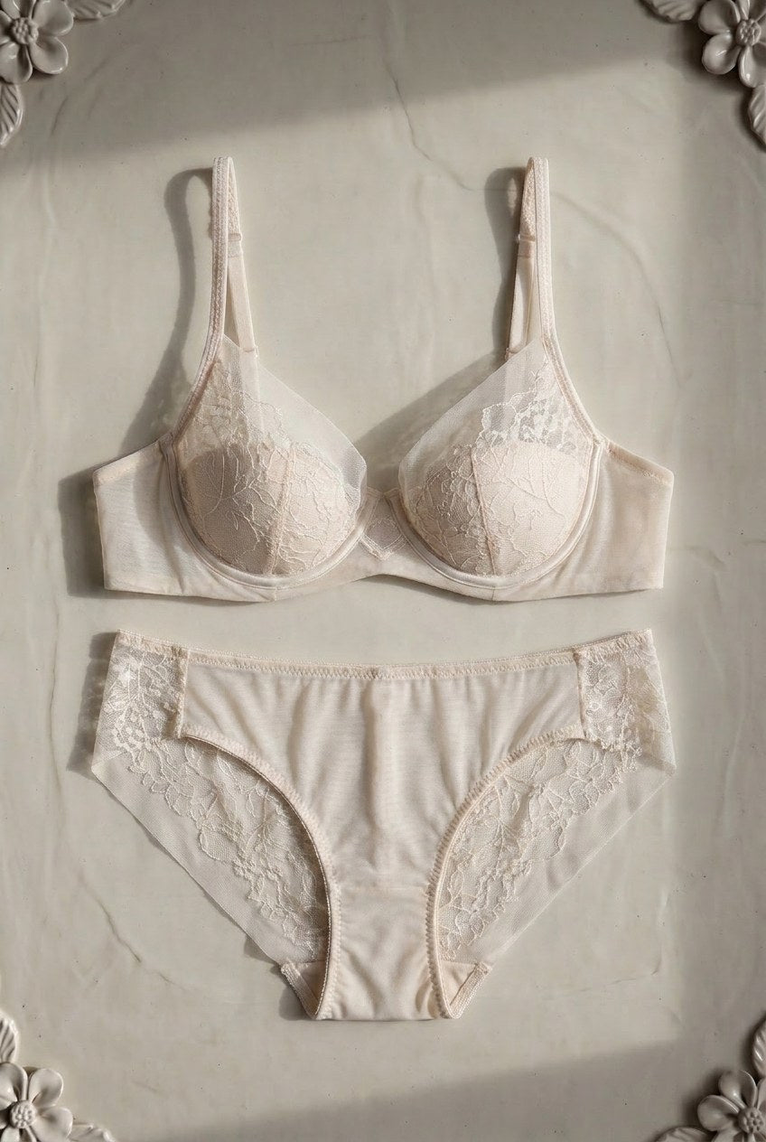 Adèle Lace Set — Champagne colourway