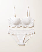 Flat lay of the Darette Half Truth Half-Cup Set in Ivory on a plain surface