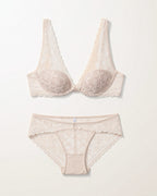 Flat lay of the Darette Soft Landing Lace Set on a plain surface