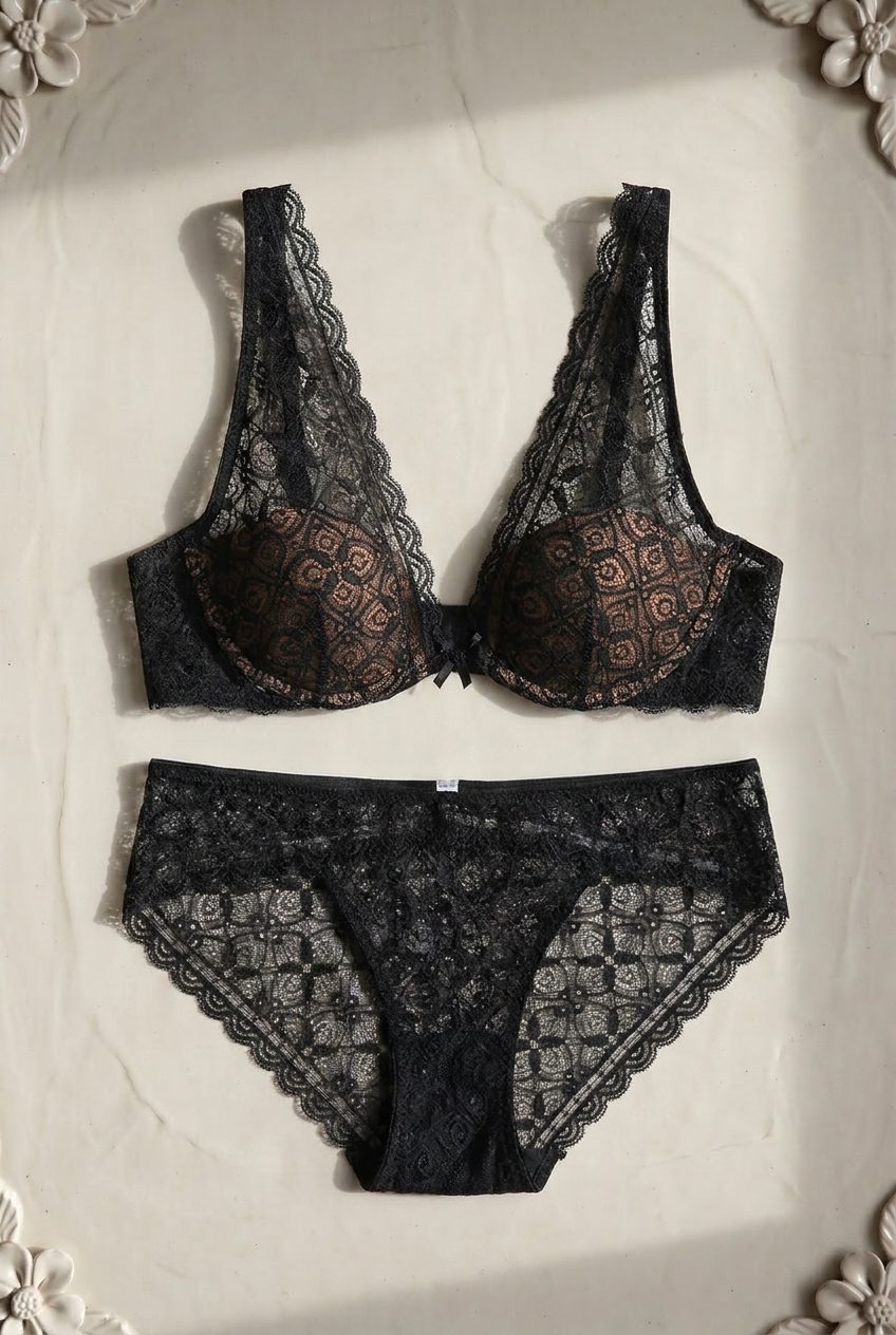 Sylvie Lace Set — Noir colourway