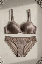 Margaux Satin-Lace Set — Mocha colourway
