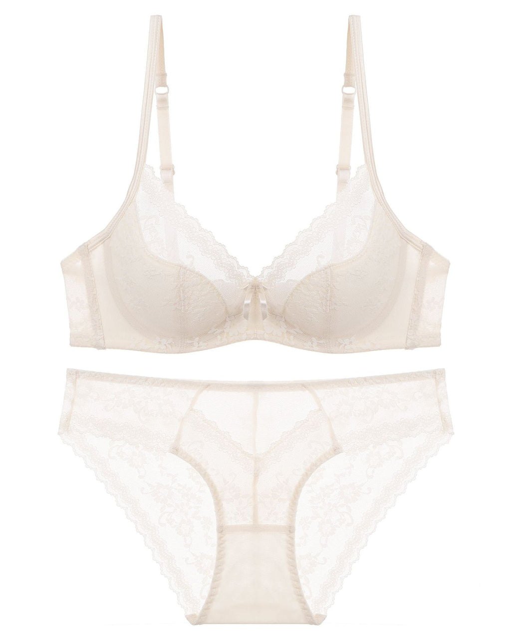 Flat lay of the Darette Deep End Plunge Set in Champagne on a plain surface