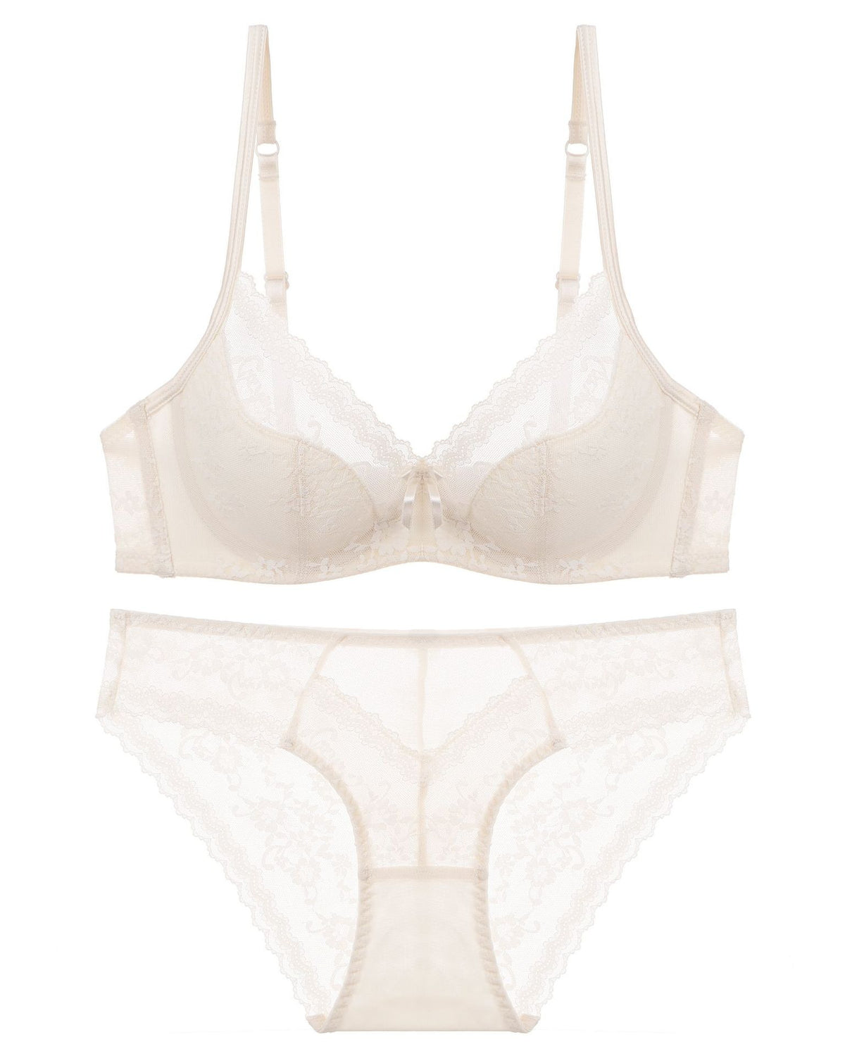 Flat lay of the Darette Deep End Plunge Set in Champagne on a plain surface