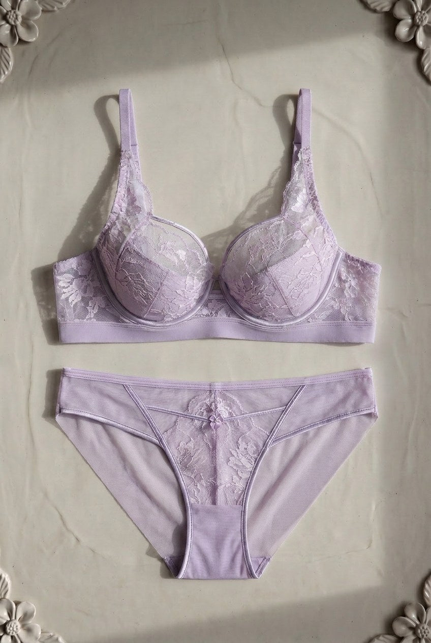 Delphine Lace Set — Mauve colourway