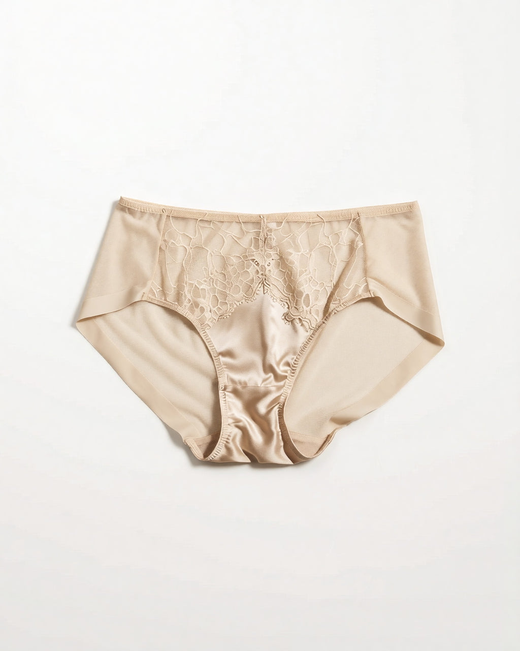 The Bare Minimum Silk Set in Champagne laid flat to show the full cut and trim