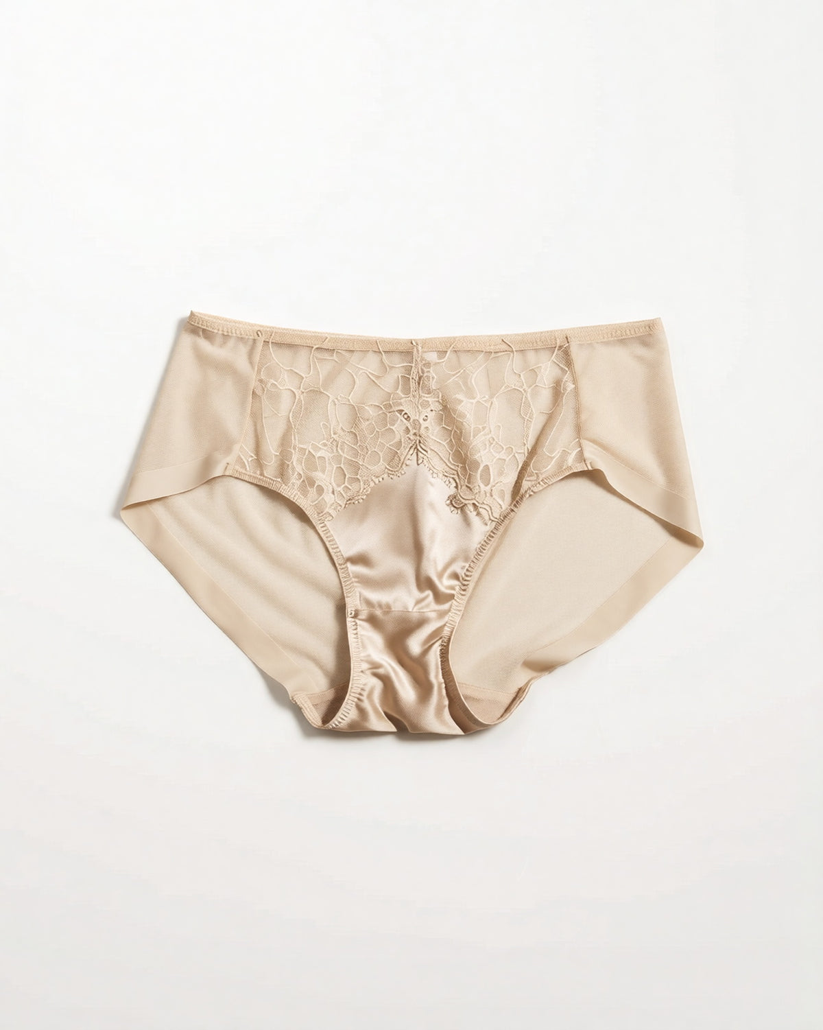 The Bare Minimum Silk Set in Champagne laid flat to show the full cut and trim