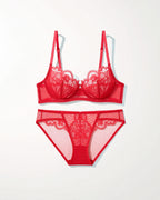 Flat lay of the Darette Plain Sight Sheer Set in Bordeaux on a plain surface