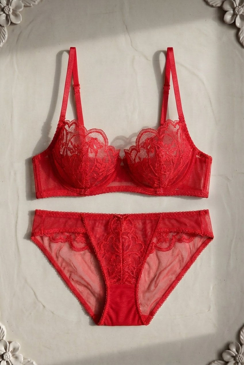 Inès Sheer Set — Wine colourway