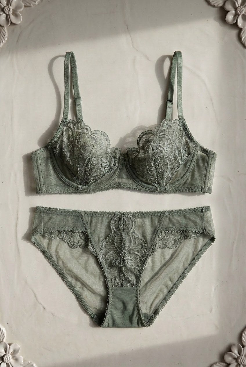 Inès Sheer Set — Sage colourway