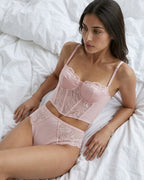 An everyday moment wearing the After Hours Bustier Set in Blush