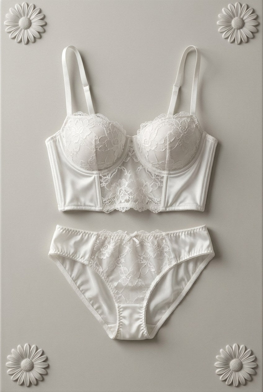 Vesper Lace Bustier Set — Ivory colourway