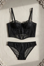 Vesper Lace Bustier Set — Noir colourway