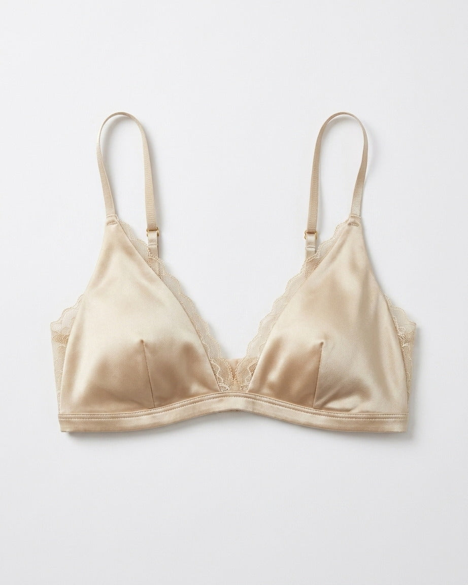 Darette Just Because Silk-Lace Set in Champagne - front view on a soft studio backdrop
