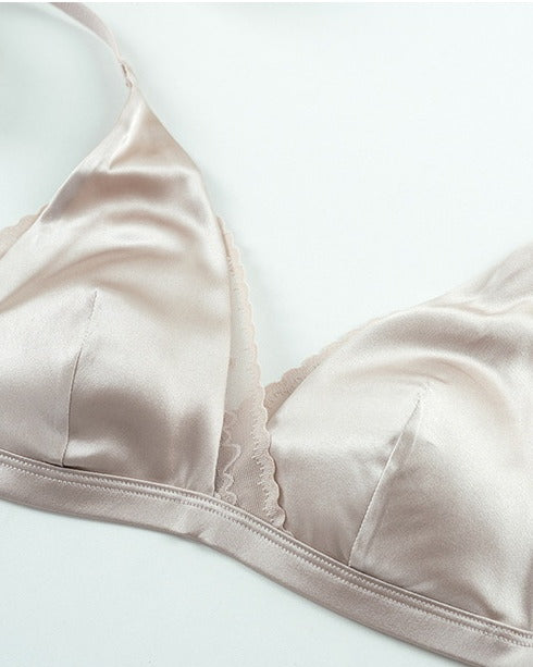 Close-up of the fabric and trim on the Darette Just Because Silk-Lace Set