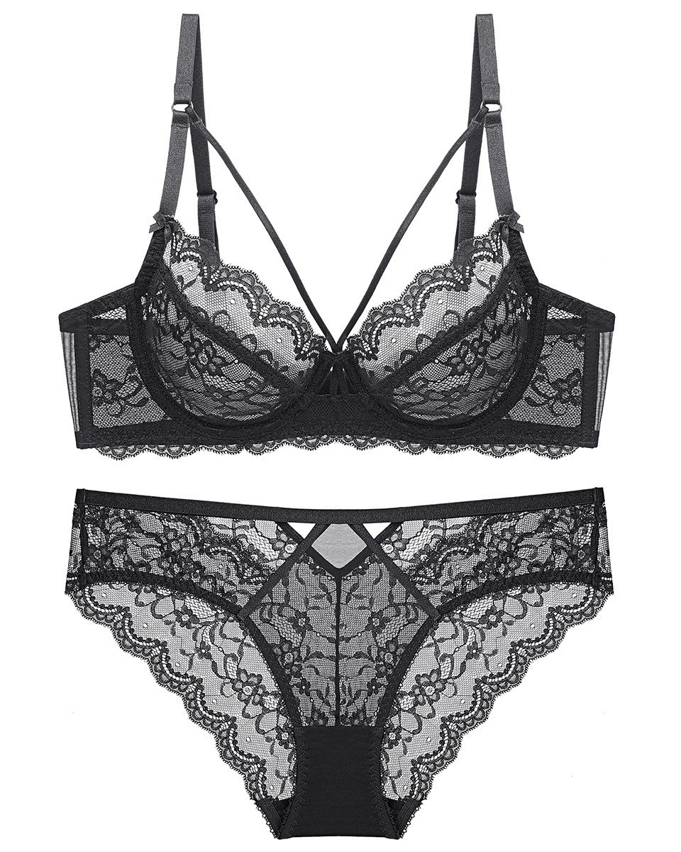 Darette Small Dare Sheer Set in Noir - front view on a soft studio backdrop