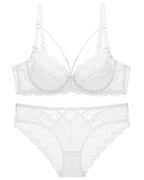 Flat lay of the Darette Small Dare Sheer Set in Ivory on a plain surface