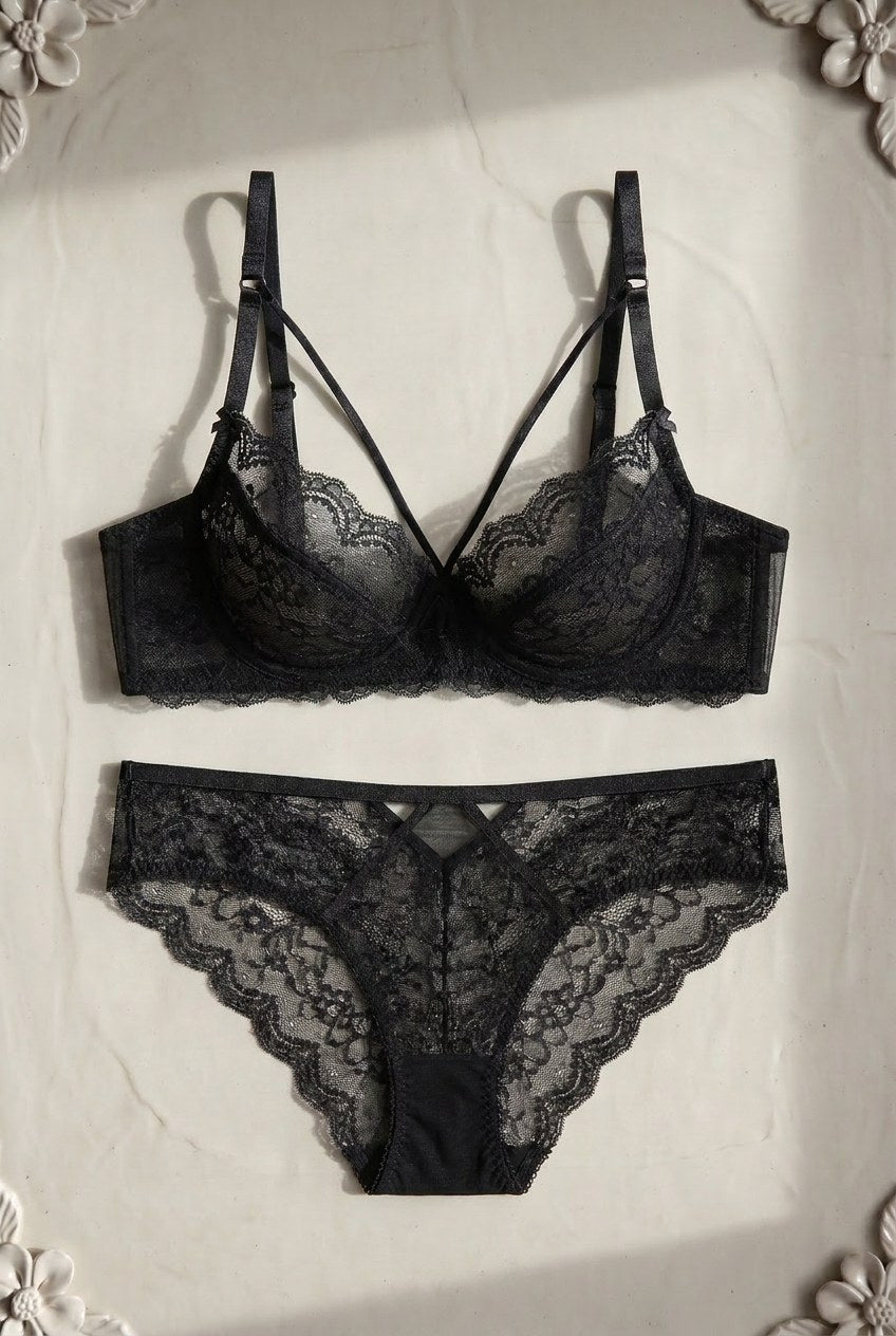 Belle Sheer Set — Noir colourway