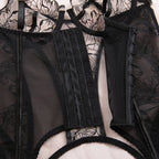 Another product image of the Darette Fine Print Garter Set in Noir
