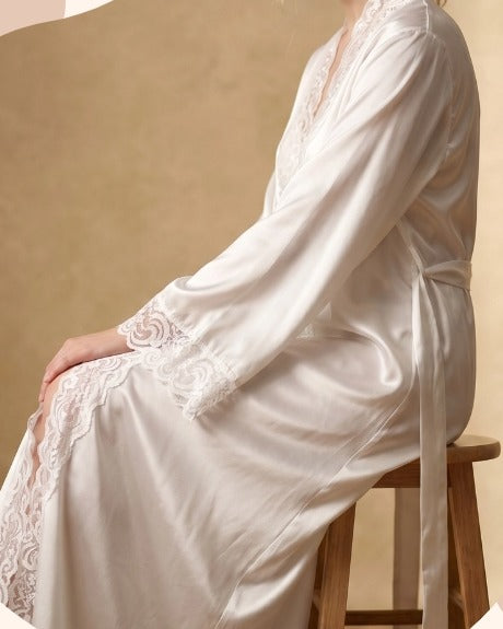 The Late Start Robe shown from another angle