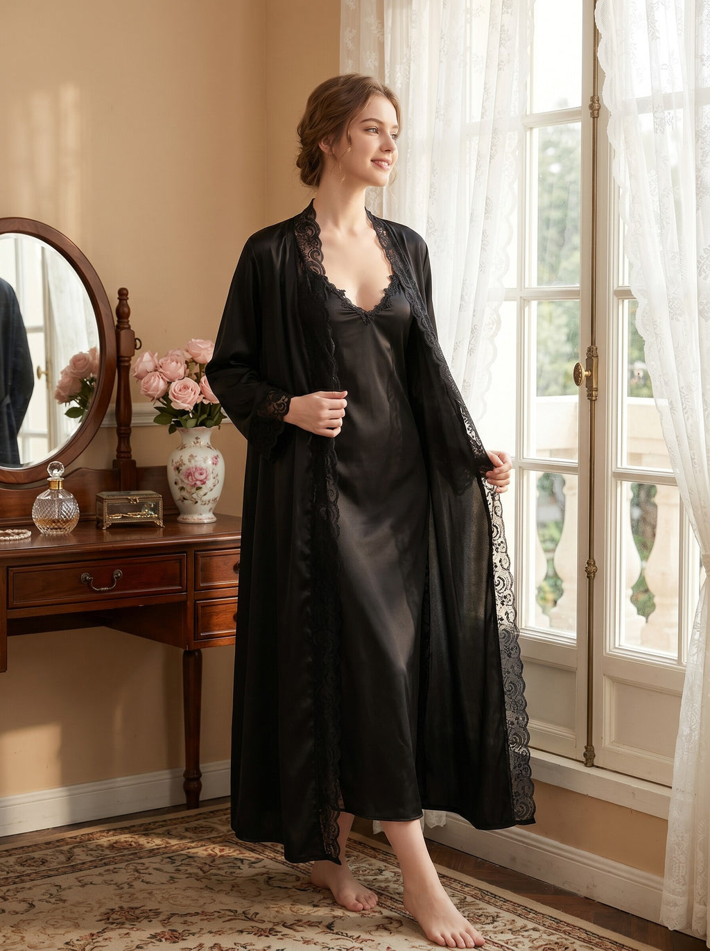Additional image of the Darette Late Start Robe in Noir