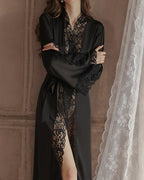The Darette Late Start Robe in Noir, further view