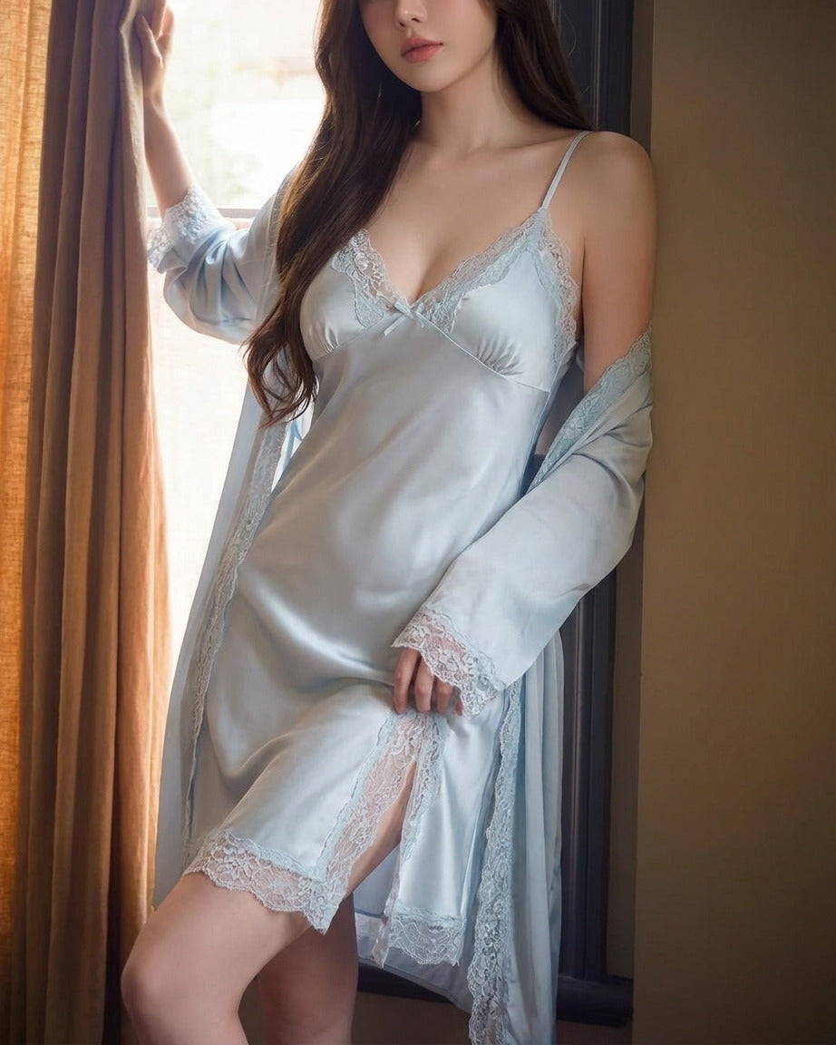 Darette Nightcap Set in Sky - front view on a soft studio backdrop