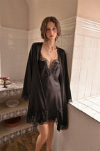 The Darette Lash Line Lace Slip in Noir, further view