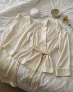 Darette The Long Weekend Silk Set in Ivory - front view on a soft studio backdrop
