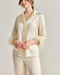 Darette Feather Weight Silk Set in Ivory - front view on a soft studio backdrop