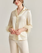 Darette Feather Weight Silk Set in Ivory - front view on a soft studio backdrop