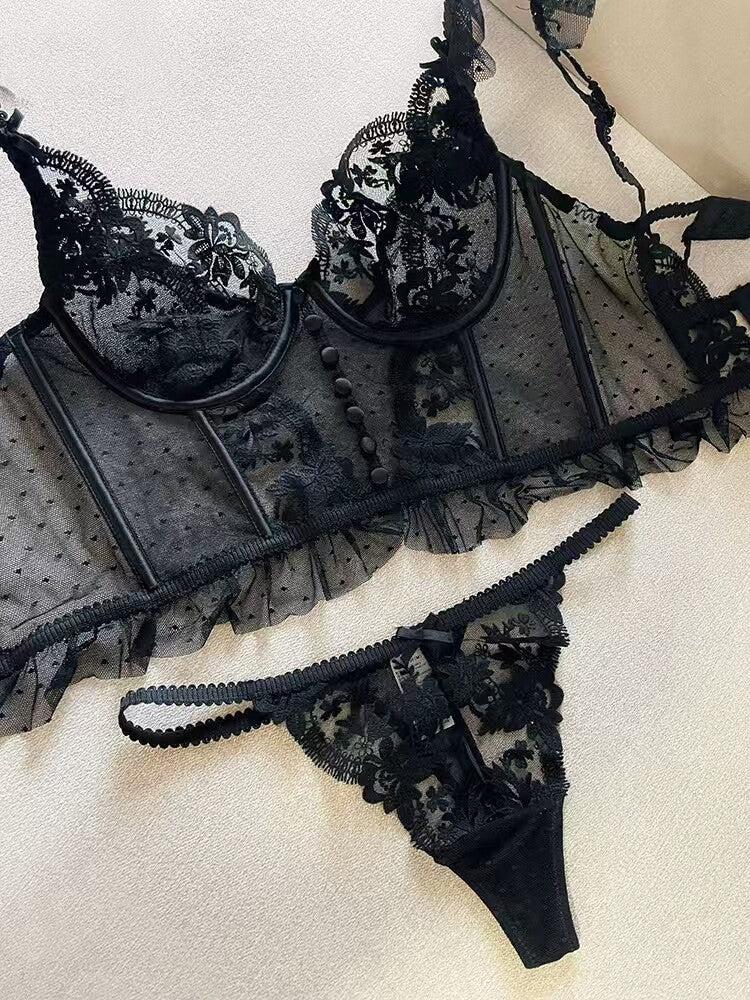 The Darette Backbone Bustier in Noir, further view