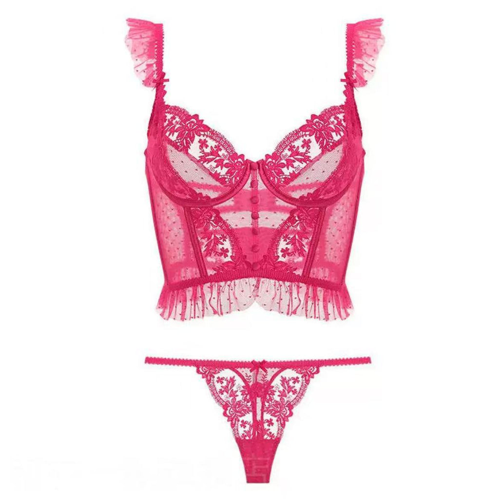 The Backbone Bustier in Red photographed from a second angle