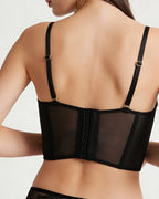 Darette After Hours Bustier Set in Noir - close-up back view of the hook-and-eye closure