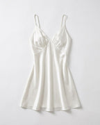 Darette Curtain Call Silk Slip in Ivory - satin slip dress on a mannequin, front detail