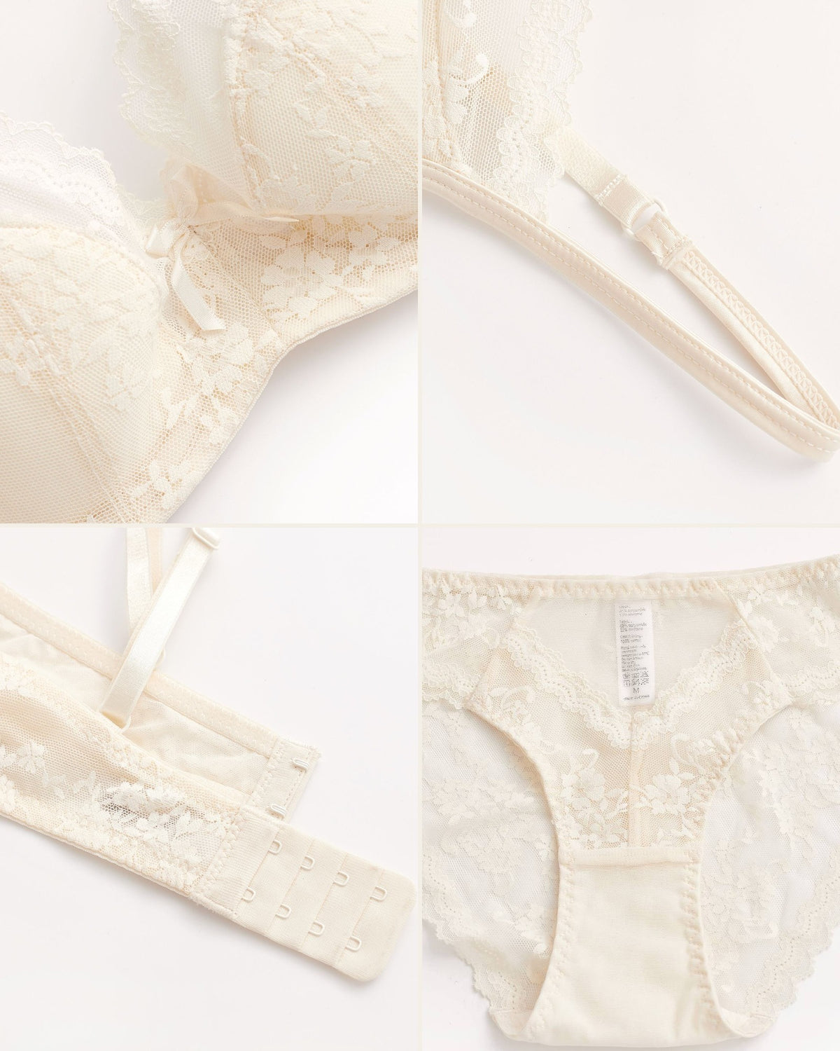 Darette Deep End Plunge Set - detail collage of the straps, hook closure and panty back
