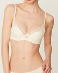 Darette Good Habit Lace Set in Champagne - front close-up showing sheer lace cups