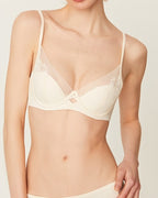 Darette Good Habit Lace Set in Champagne - front close-up showing sheer lace cups