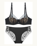 Darette Good Habit Lace Set and panty in Noir shown as a cut-out product pairing
