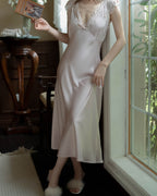 Darette Long Story Slip in Mauve - full-length front view standing near a sunlit window